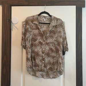 Amuse Society Cheetah Blouse NWT